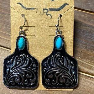 Black and Turquoise Metal Earrings